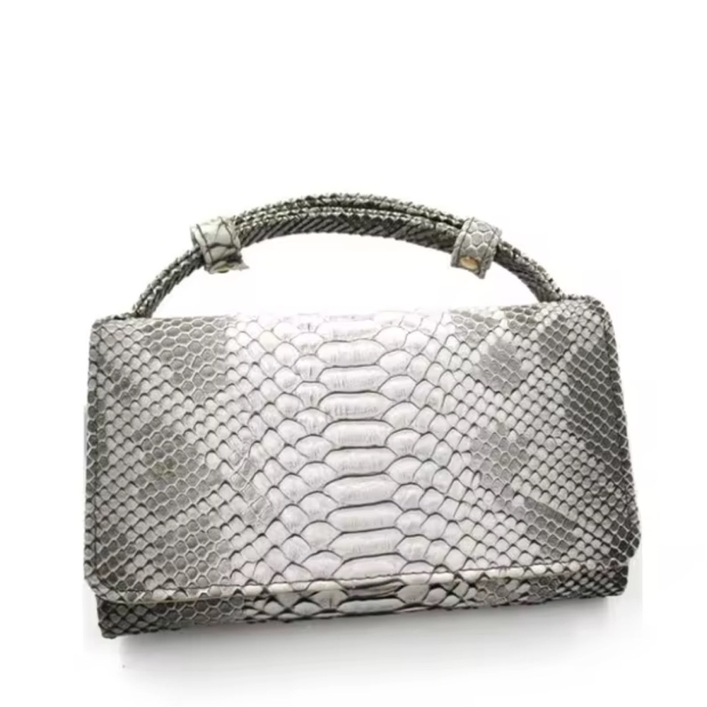 NWOT Faux Snakeskin Wallet, Double Fold, Gray/White, Folding Wallet, Purse
